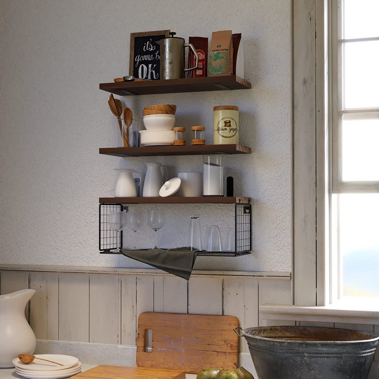 Latitude Run® 3 Piece Solid Wood Floating Shelf Wayfair